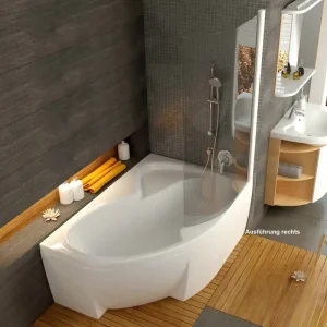 Raumspar Wanne 160 x 105 cm mit Schürze Weiß Kostenloser Versand